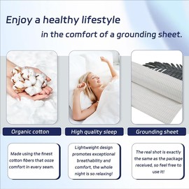 Grounding Mat for Bed, Earthing Sheet, Earthing Mat, Conductive Grounding Mat with Earth Connection Cable, 90 x 230 cm, with Ground Connection Cable, for Better Sleep, Grounding Energy and Recovery