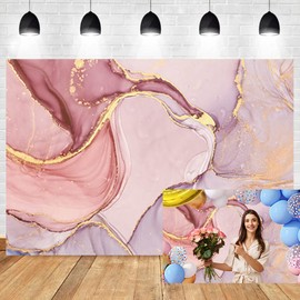 OERJU 8x6ft Soft Pink Marble Backdrop Abstract Texture Art Gold Powder Vintage Wall Natural Textured Stone Photography Background Wedding Birthday Baby Shower Party Banner Decor Vinyl Studio Props