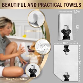 LUKIPOM Funny Black Labrador Retriever Hand Towels for Bathroom Decor, Black Lab Gifts,Dog Mom Gifts, Dog Bathroom Decor, Funny Kitchen Towels, 16x24 Inches