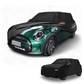 Partuto All-Weather Waterproof Car Cover - UV-Resistant Outdoor Full Exterior Protection for Mini Cooper 4DR Aluminum Film Black with Right Side Zipper