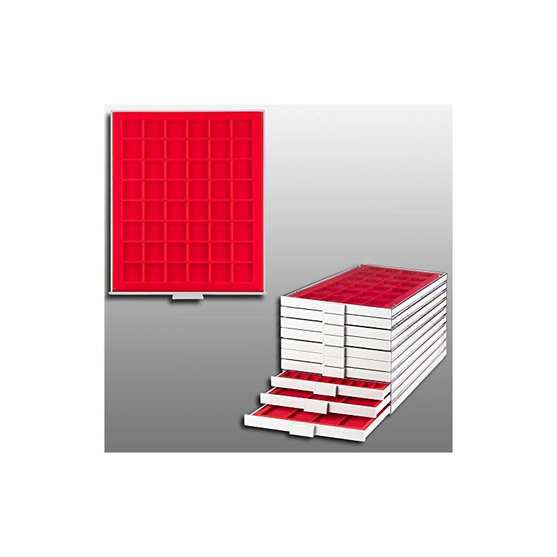 Prophila Collection Coin Box Grey 48 Square Compartments for Coins