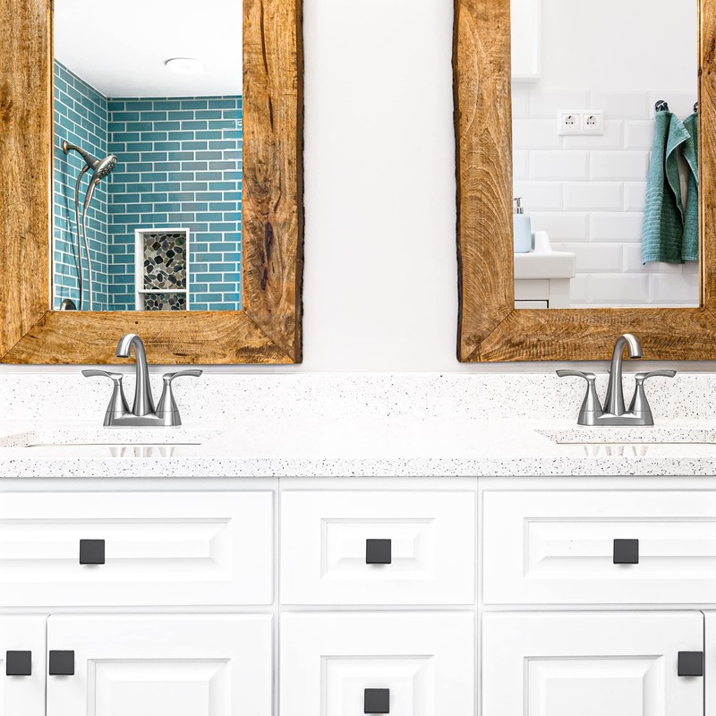 Cabinet Knobs Matte Black Square Knobs for Cabinets and Drawers