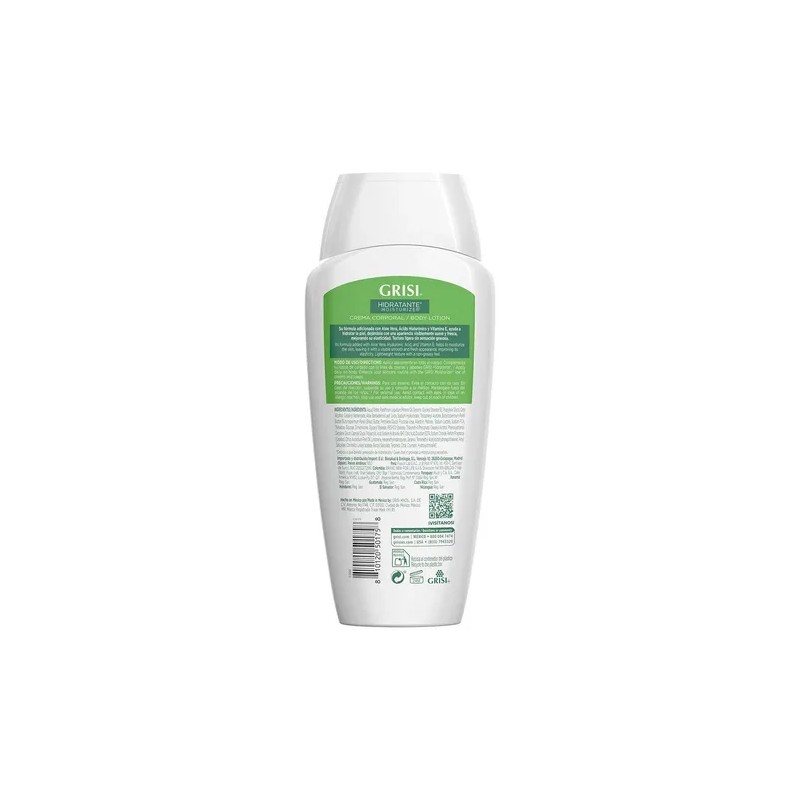 Grisi Crema Corporal Aloe Vera Y Ácido Hialurónico 400 Ml
