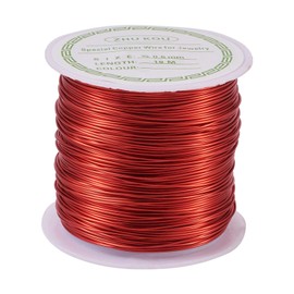 Elecrelive 1 Roll 22 Gauge Tarnish Resistant Copper Wire Copper Wire Craft Wire Copper Beading Wire for Jewelry Making, Red, 59 Feet