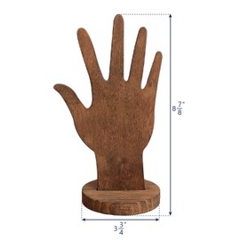 MOOCA 6 Pcs Set Wooden Hand Form Jewelry Display Bracelet Ring Stand Holder, Wooden Mannequin Finger Hand Display, Wooden Hand Jewelry Display Holder, Brown