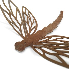 Giant Metal Dragonfly Wall Art Decor 8 to 24 Inches Wide (5.75" Tall, Naturally Rusted)