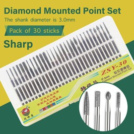 MYGF HFMLYP Diamond Grinding Bit Set 30 Pcs Drill Bits Mixed Shape Burr Kit Carving Burr Rotary Bit 1/8"(3mm) Shank Compatible with Dremel