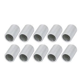 uxcell Lamp Pipe Nipple, M14 Thread 20mm Length Hollow Lamps Repair Part Hardware for Lamp Lights, Zinc Alloy Silver Tone, Pack of 10