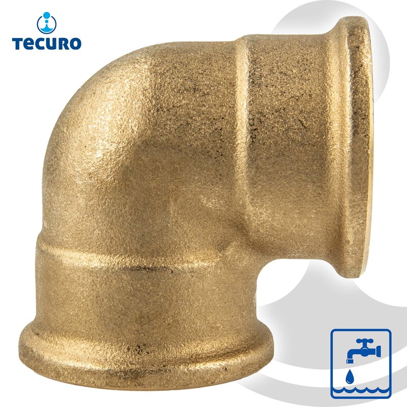 tecuro 90° Brass Angle with Internal Thread on Both Sides