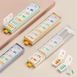 Weekly Pill Organizer 7 Day, Daily Pill Box, Travel Pill Case Mini and Portable Pill Holder to Hold Vitamins, Medicines, Supplements, Pills Organizer (Green)