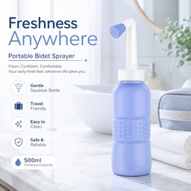 500 mL Portable Bidet Bottle for Travel & Home – Angled Handheld Sprayer for External Personal Cleansing
