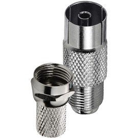 1STec 1 x Screw Type Female Coaxial TV Socket with Standard F-connector for 6mm RG6 CT100 WF100 Freeview Satellite Aerial Extension Wire to a Push on to Male UHF Coax Replacement Termination Adaptor