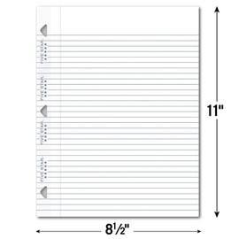 Five Star Reinforced Filler Paper, College Rule, 11 x 8 1/2, White, 100 Sheets (Pack of 6)