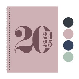 Rileys Planner 2024-2025 18-Month Academic Weekly Planner - Typographic Weekly & Monthly Agenda Planner, Flexible Cover, Notes Pages, Twin-Wire Binding (8 x 11 inch, Pink)