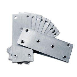 Toolzia 10pcs Flat Brackets for Wood,128 × 48 × 1.70mm Flat Joining Plates, Sleeper Bracket Heavy Duty, Stainless Steel Mending Plates for Repairing and Fixing Furniture(Silver)