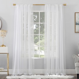 No. 918 Mallory Sheer Voile Rod Pocket Curtain Panel, 59" x 84", White
