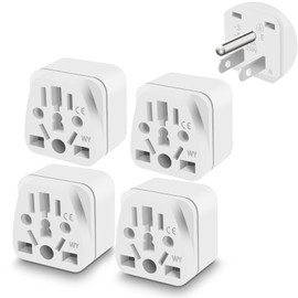 4 Pack UK to US Plug Adapter, European to US PlugAdapter, Travel Plug Adapters, Type B Universal to American Outlet Plug Adapter,3 Prong to 2 Prong Adapter Au EU to USA Plug Travel Essentials,White
