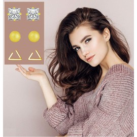 Flat Back Earrings Hypoallergenic,18 Pairs Stainless Steel Flat Back Stud Earrings for Women Men 20G Star Moon Heart Disc Ball CZ Cartilage Earrings Screw Back Flatback Earrings for Sensitive Ears