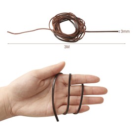 yumcute Leather Cord Chain, 3 mm x 3 m Leather Strap Sold by the Metre, Brown Leather Bands Flat Band Bracelet Crafts, Leather Cords for Leather Shoe Tips, Necklace, DIY Crafts and Jewellery Making