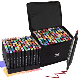 Hyrrt 120 Colors Dual Tips Alcohol Markers, Art Markers Pens with Pen Holder, Permanent Sketch Markers Set for Kids Adults Coloring,Painting, Sketching, Illustrations