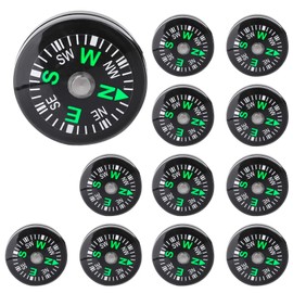 Pack of 12 Button Compass Bulk, Compass for Children, 20 mm Filled Compass, Pocket Compass for Camping, Hiking Boating