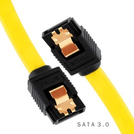 BIGtec 0.3 m SATA Cable S-ATA III Data Cable Connection Cable Yellow HDD SSD 6 GBit/s Connector L-Type/L-Type 30 cm Gold-Plated Straight/Straight Serial ATA Locking SATA-3