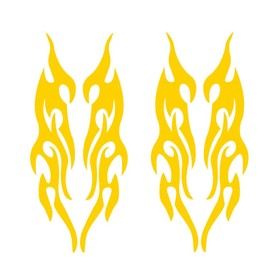 2 Pair 2.4 x 7.5 Inch Yellow Flame Car Stickers - Modified Flames for Bumper, Rearview Mirror Head Cover to Block Scratches - Multicolor for Vehicle/Motorcycle