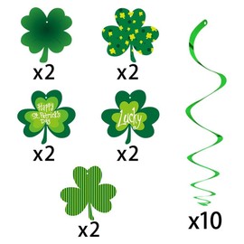 10Pcs St. Patrick's Day Decorations Hanging Swirl,Lucky Shamrock Hanging Ceiling Decorations Happy St. Patrick's Day Accessories Irish Hanging Garland Shamrock Swirl Decor