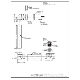Westbrass D4932-26 1-1/2" x 12" Bath Waste & Overflow Assembly with Two-Hole Faceplate Cover and Tip-Toe Drain Plug-SCH. 40 PVC, 1-Pack, Polished Chrome