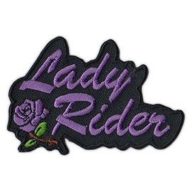 Motorcycle Biker Jacket/Vest Embroidered Patch - Lady Rider (Purple) - Female Bikers, Women