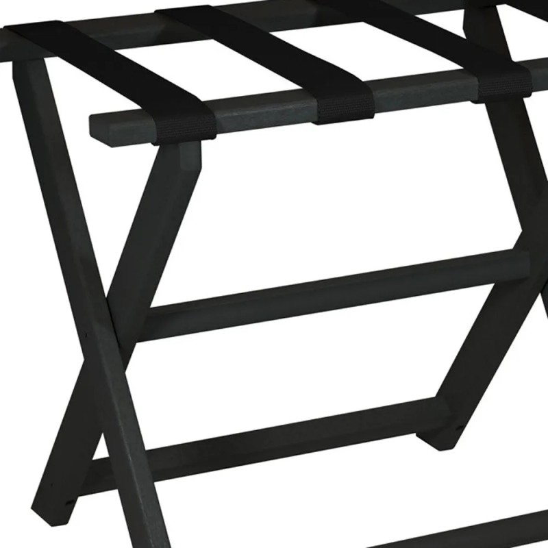 Homeroots Earth Friendly Black Folding Luggage Rack With Black Straps