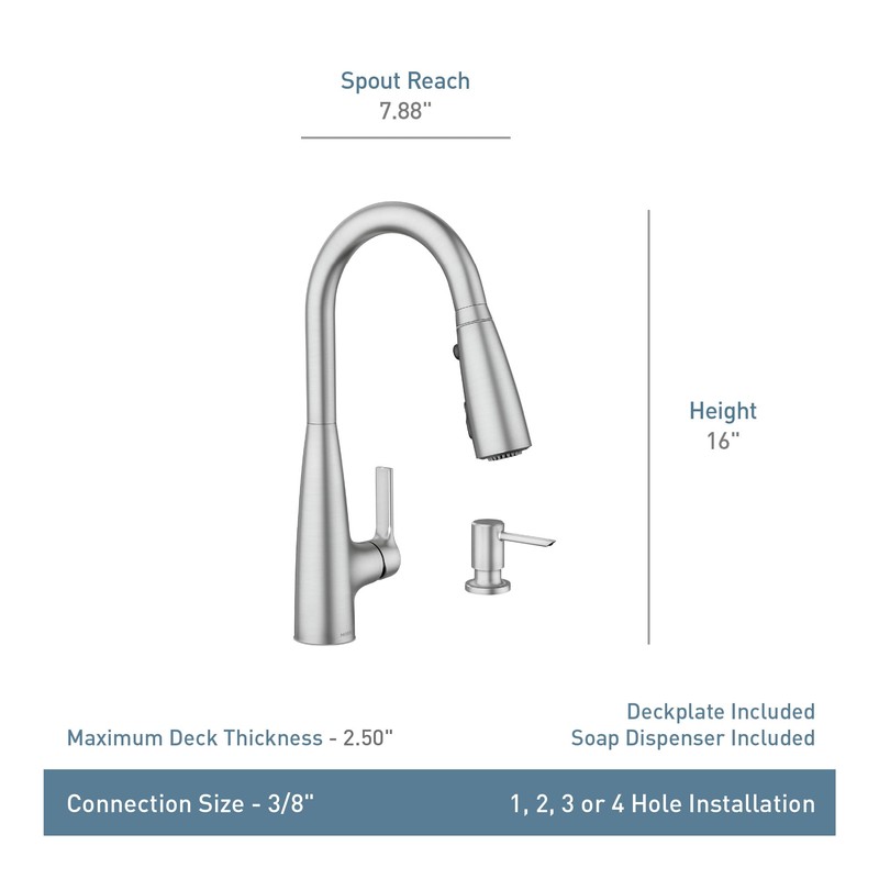 Moen Haelyn Spot Resist Stainless Single-Handle Pull-Down Sprayer Kitchen Faucet