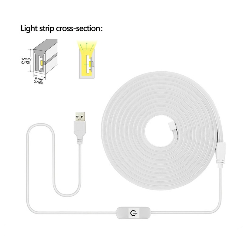 Weforu LED Strip Light 2m Dimmable Neon Rope Light USB