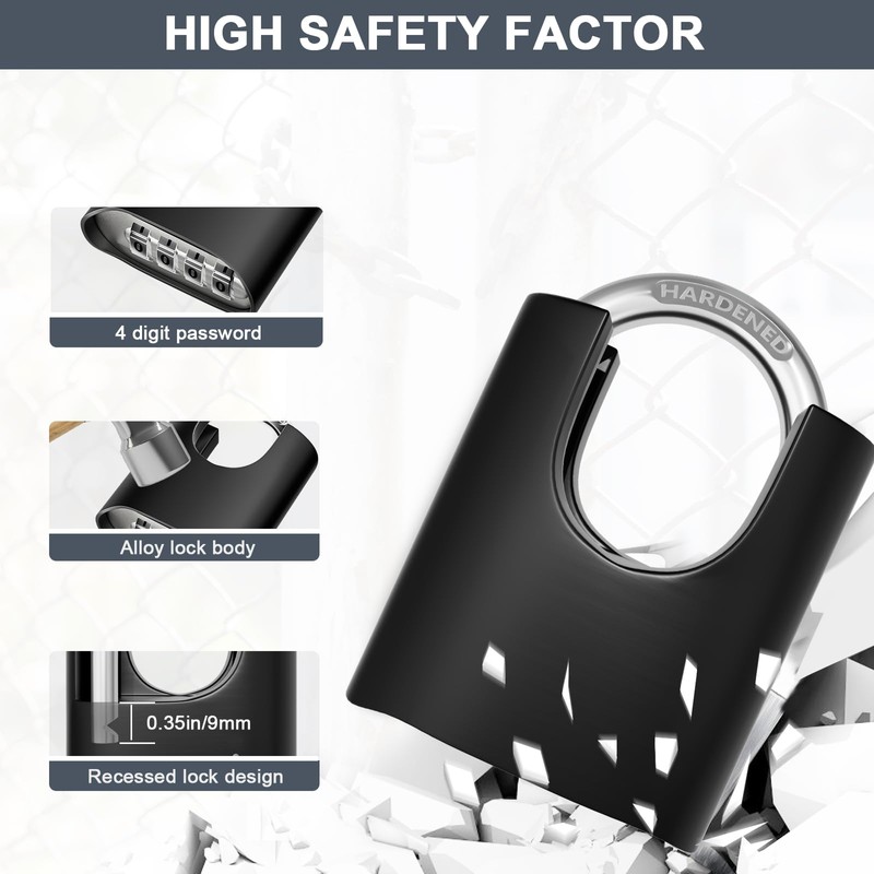 ZHEGE Outdoor Combination Padlock, 4 Digit Padlocks with Code, Heavy