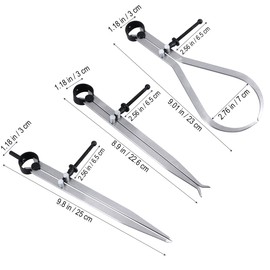 UEETEK 3 Pcs 8 Inch Caliper Set Rapid Adjust Quick Spring Divider Inside ID Outside OD Calipers Fine Adjustment Measuring Calipers