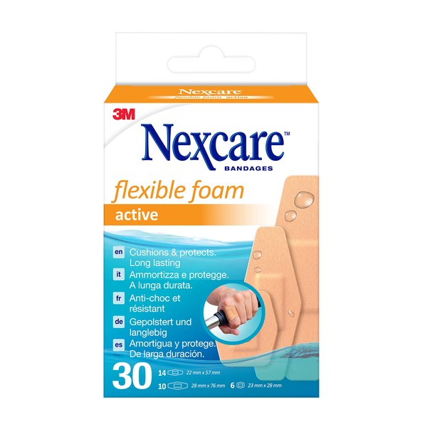 Nexcare Flexible Foam Active Pflaster, assortiert, 30/Packung