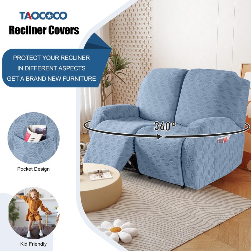 TAOCOCO Recliner Loveseat Cover, Stretch Jacquard Reclining Loveseat Cover Furniture