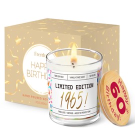 60th Birthday Gifts for Women, Gifts for Women Men 60 Year Old, Happy 60th Birthday Candle with Sprinkles, Unique 60th Bday Gifts for Her Him Sister Friend Coworker, Limited Edition 1965, Vanilla, 7oz