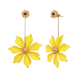EVER FAITH Yellow Flower Dangle Earrings Boho Statement Floral Petal Drop Earrings Summer Jewellery for Women Girls