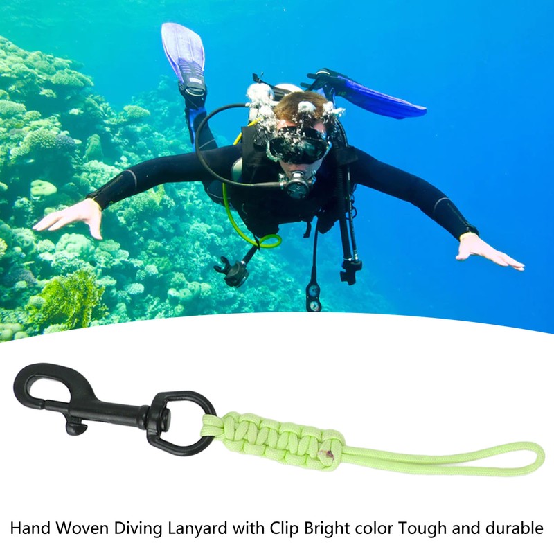 Hand Woven Diving Lanyard Anti Lost Strap Luminous Underwater Safety