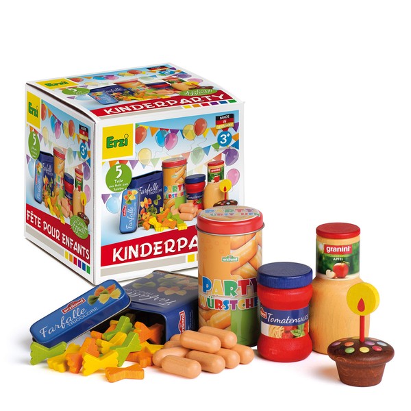 Erzi 28218 Sortierung Kinderparty aus Holz, Kaufladenartikel für Kinder, Rollenspiele.