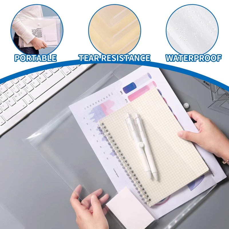 Eidoct Clear Plastic Wallets, 30 Pack A4 Plastic Folders Document