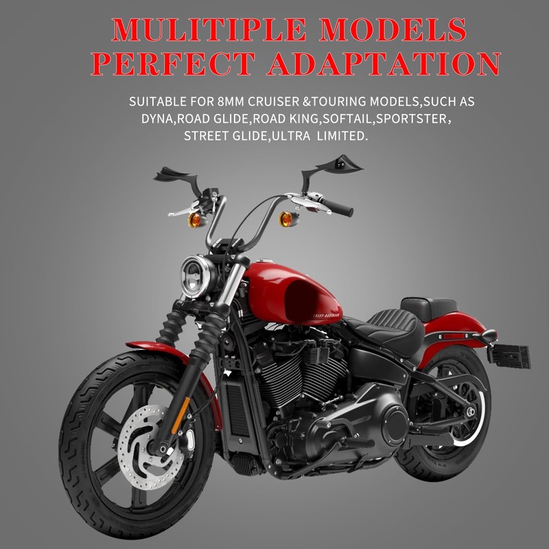 LDJXDADI Black Motorcycle Rear View Mirrors Sportster Side Mirrors for