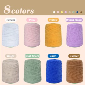 Chunky Chenille Yarn for Crochet 500g DIY Knitting Blanket Amigurumi Hat Scarf Soft Yarn Super Bulky Yarn (1, Beige)