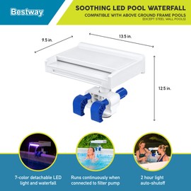 Bestway Flowclear Soothing LED Waterfall | Made for Above Ground Swimming Pools | Features 8 Different Color Modes | Bestway
