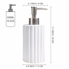 INGOFIN White Soap Dispenser, 10.5 oz Ceramic Lotion Dispenser - Refillable Hand Soap Dispenser Bathroom, Modern Liquid Dish Dispenser with Pump for Kitchen