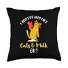 I Just Really Like Cats And Milk Ok Throw Pillow, 18x18, Multicolor