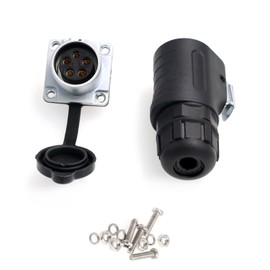 HangTon LP20 5 Pin Waterproof Connector, Free-Free-Solder Screw Crimp Screw Crimp, Quick Disconnect High Voltage 30A Power Bulkhead Male Cable Plug Female Panel Socket
