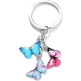 Butterfly Pendants Keyring, 2024 New Cute Tassel Bag Charm, Enamel Butterfly Keychain, Purse Bag Hanging Accessories, Colorful Zipper Decoration