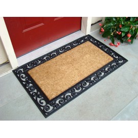 Kempf Inlaid Scroll Coco Doormat, 24 by 39 by 0.5-Inch